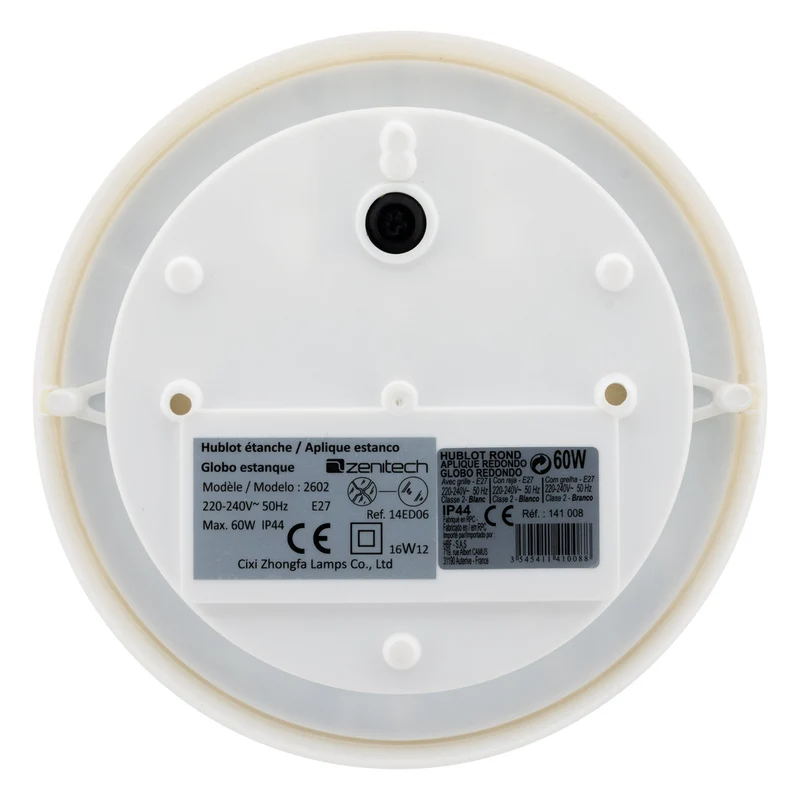 Hublot rond d'extérieur 5W IP44 avec ampoule LED - Blanc - Elexity