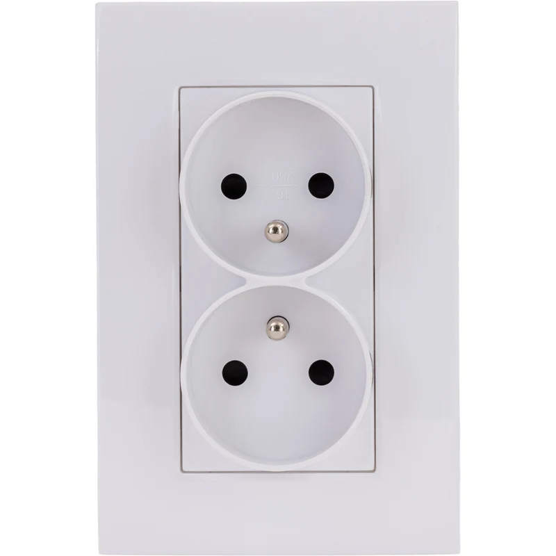 Double prise Verticale + plaque de finition Kalya - Blanc - Zenitech