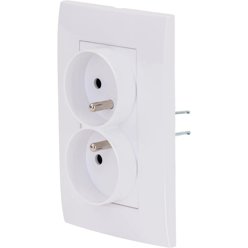 Double prise Verticale + plaque de finition Kalya - Blanc - Zenitech