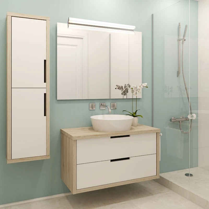 Plafonnier Salle de Bain IP44 (60cm 12W 950lm 4000K) Chrome - Voltman