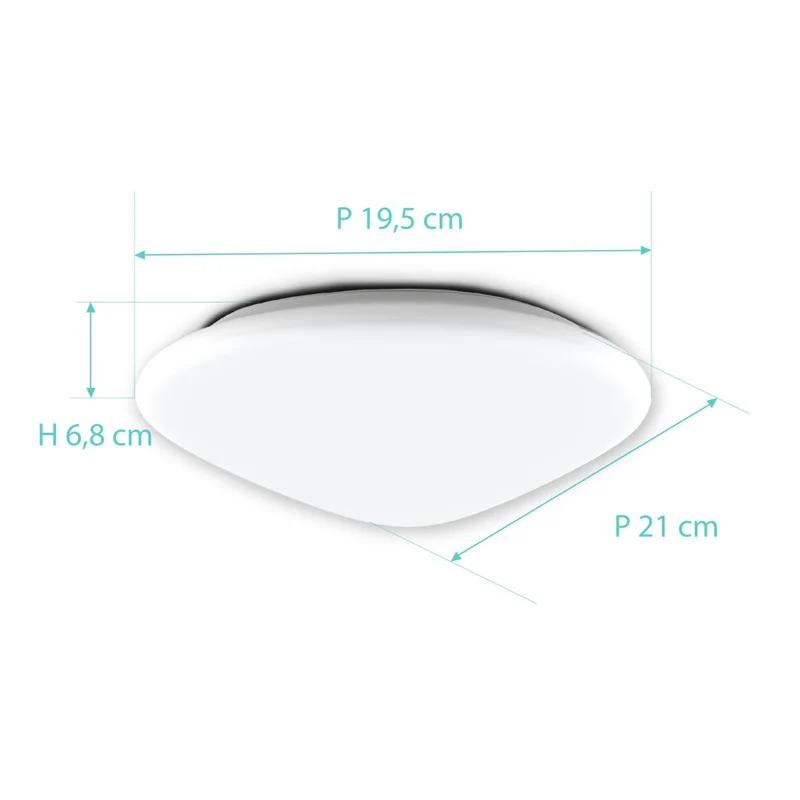 Plafonnier spécial Salle de Bains IP44 (21cm 12W 960lm 4000K) - Blanc - Voltman