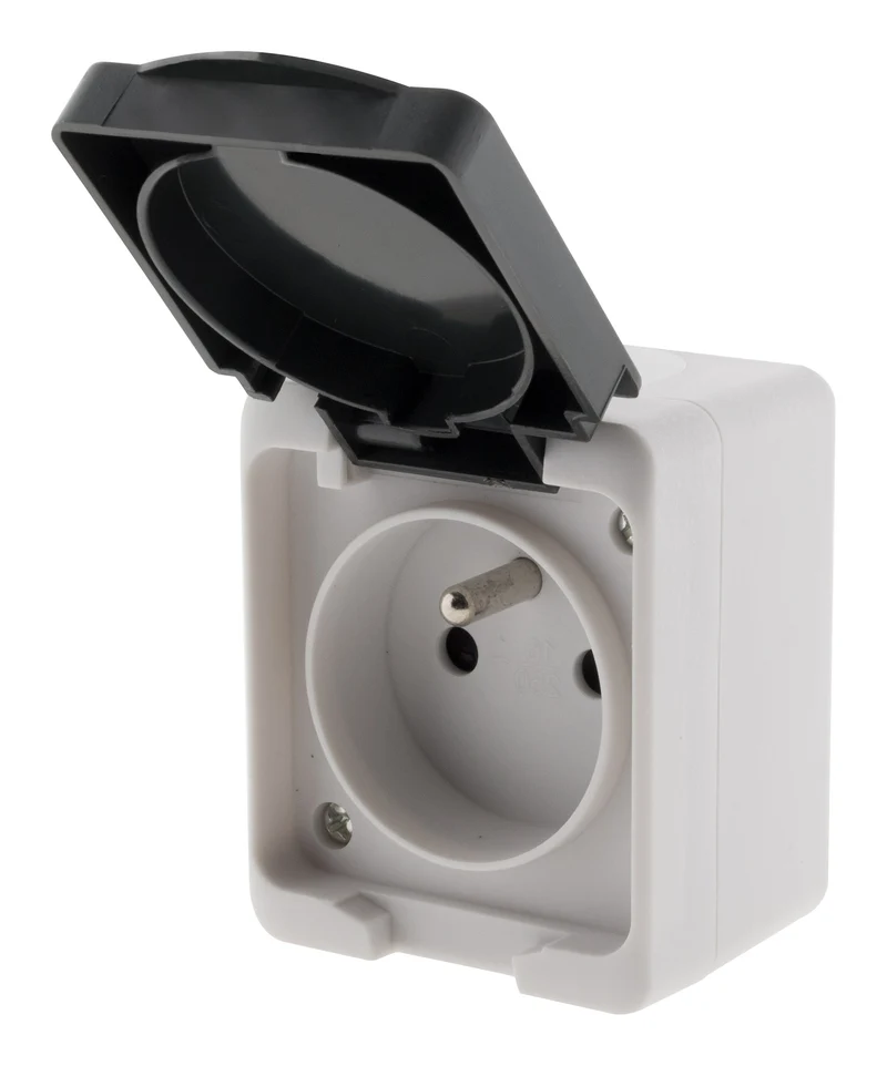 Prise 2P+T IP54 - gris - Zenitech