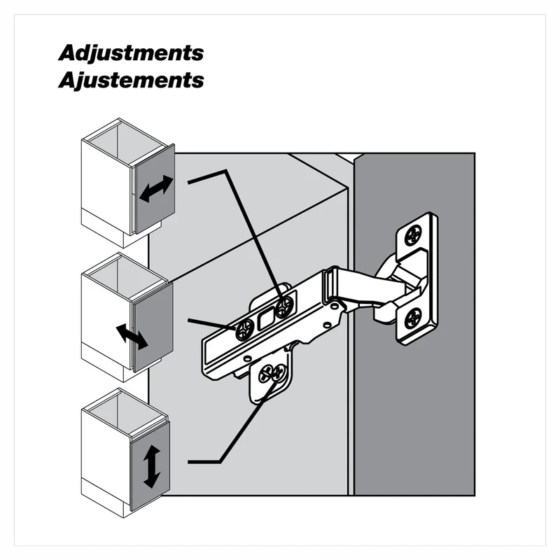 Charnière à fermeture amortie série RCS de 105° à plein recouvrement pour armoire sans cadre, 2 unités