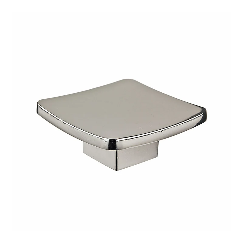 Bouton contemporain en métal nickel poli, # 8609