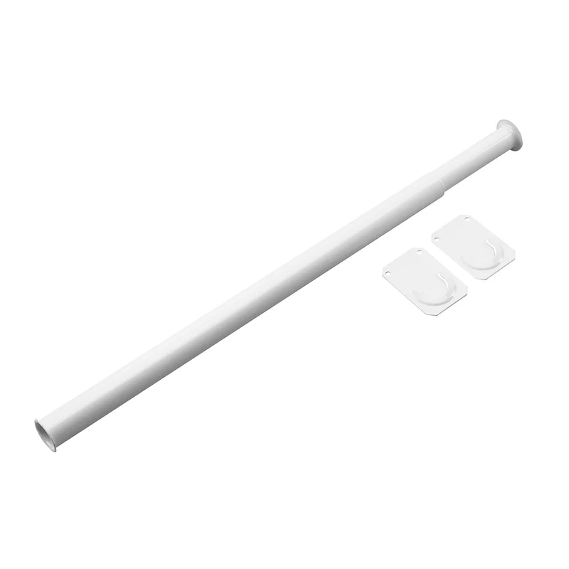 Tringle blanche réglable avec embouts séparés, 72'' à 96''