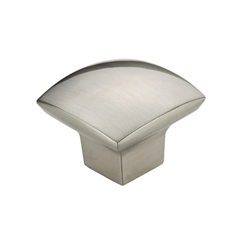 Bouton contemporain en métal nickel brossé, # 8143