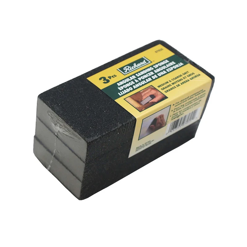 Ensemble de 3 éponges angulaires à poncer à 4 surfaces de 5'' x 2-3/4'', grain moyen et fin