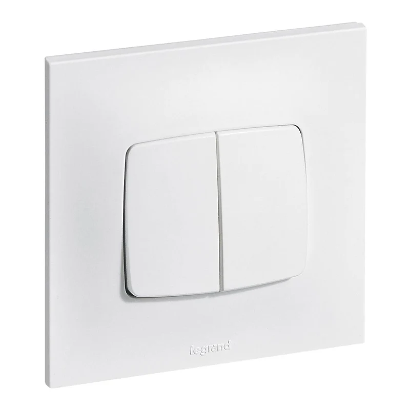Double bouton poussoir 6A complet - Neptune - blanc - Legrand