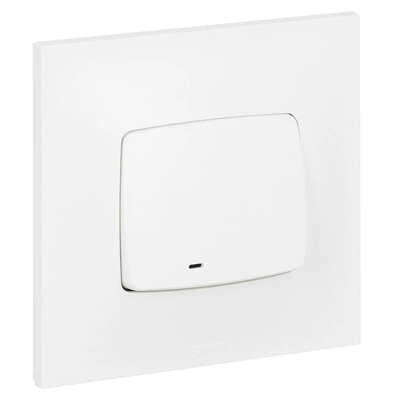 Bouton poussoir 6A + voyant lumineux complet - Neptune - blanc - Legrand