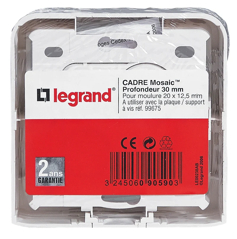 Cadre saillie P30mm IK02 pour 2 modules - Mosaic - blanc - Legrand
