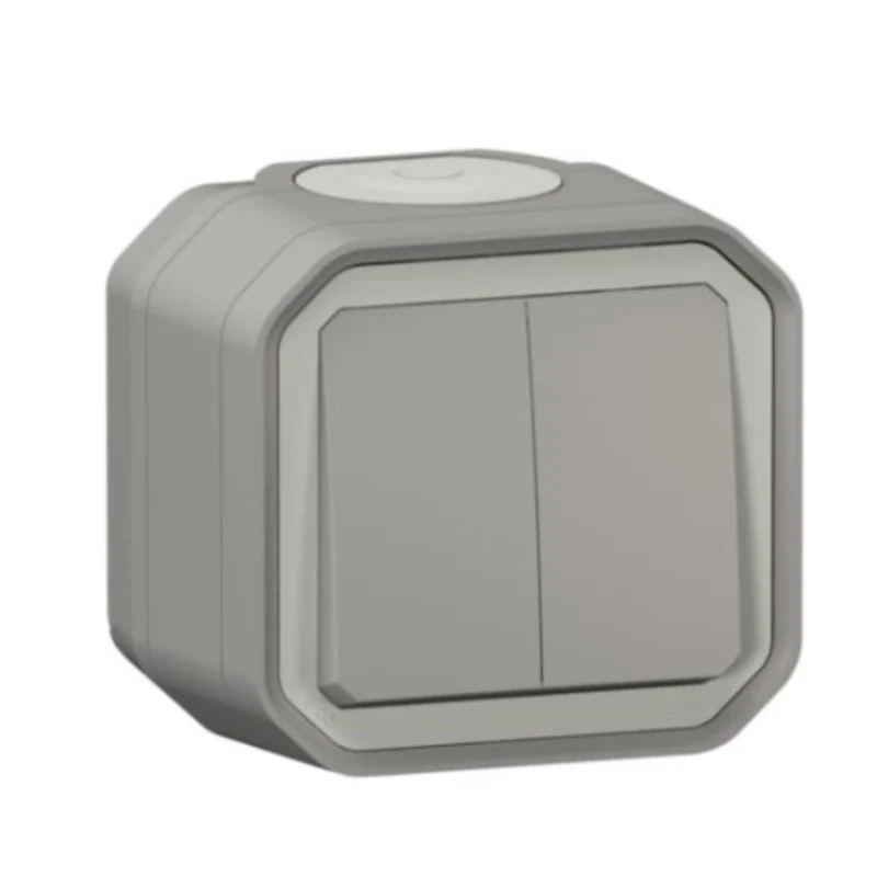 Commande double interrupteur va-et-vient étanche Plexo 10A Gris - Legrand