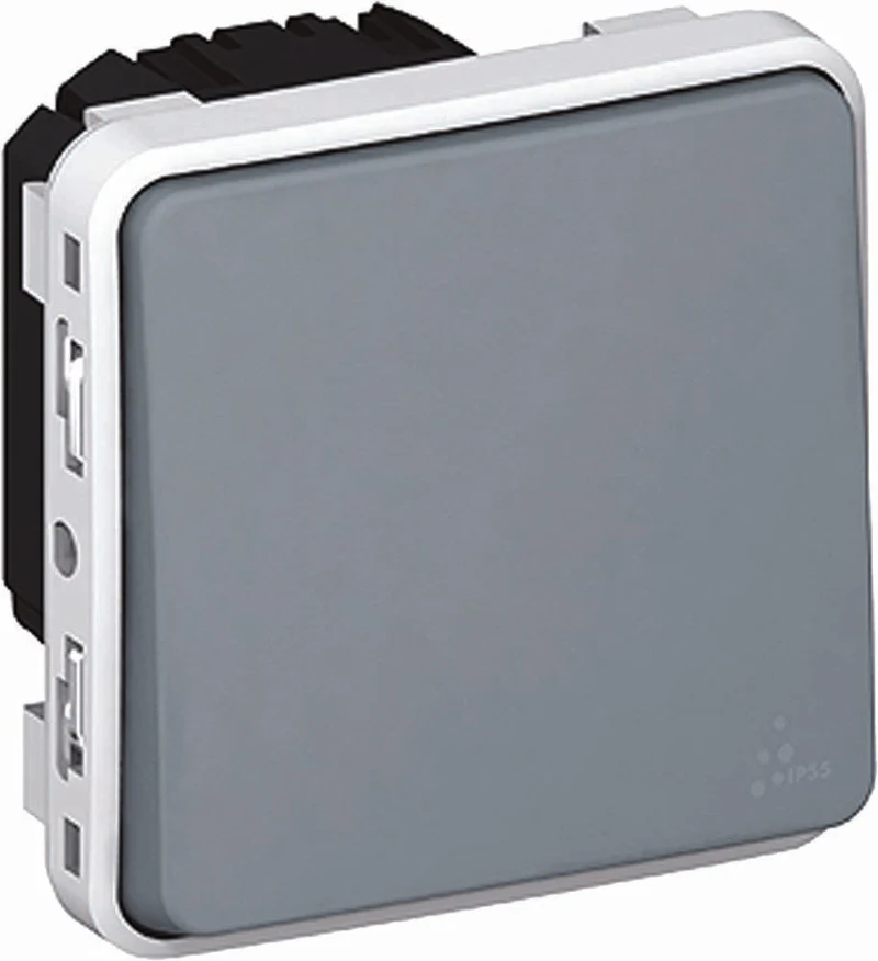 Bouton poussoir lumineux 6A bascule inverseur saillie - Plexo - gris - Legrand