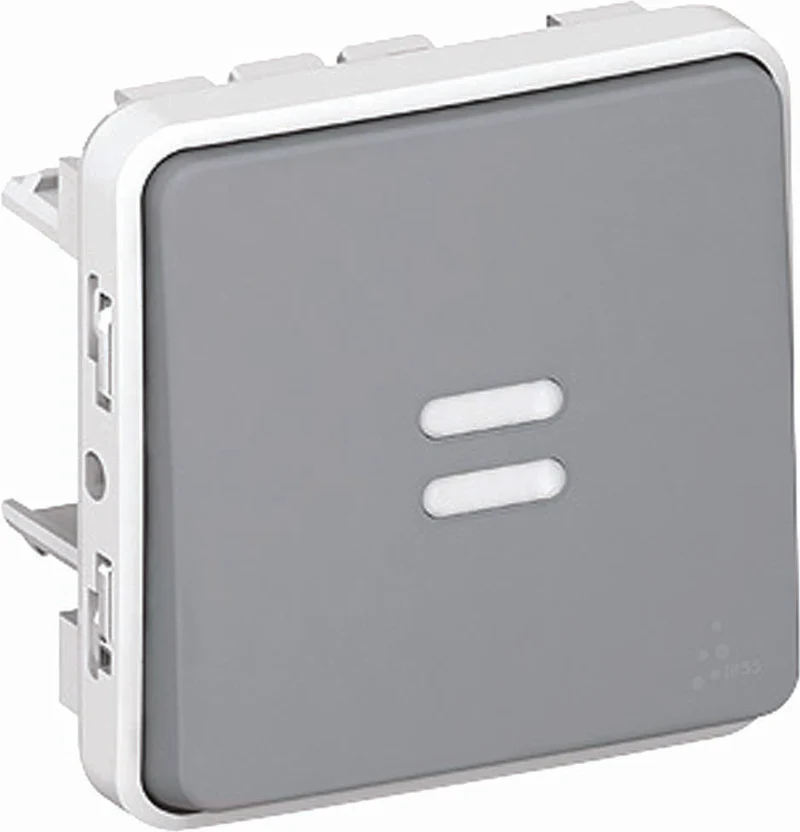 Bouton poussoir lumineux 6A saillie à composer - Plexo - gris - Legrand