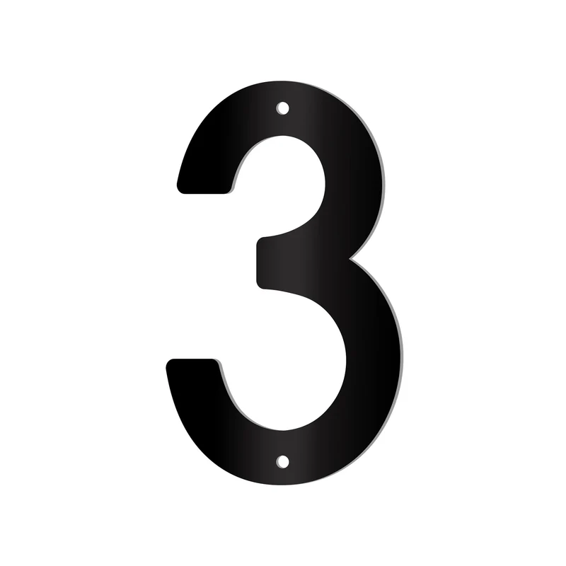 Chiffre percé de 5’’ en plexiglas, #3 (noir)