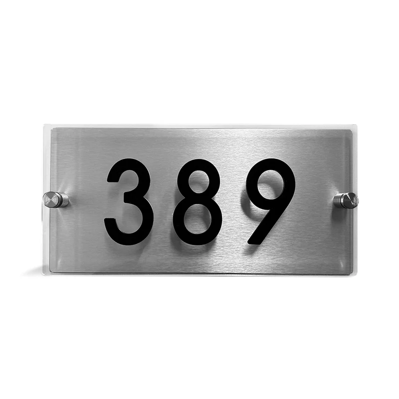 Plaque d'adresse contemporaine en plexiglas et alumipanel, 15''