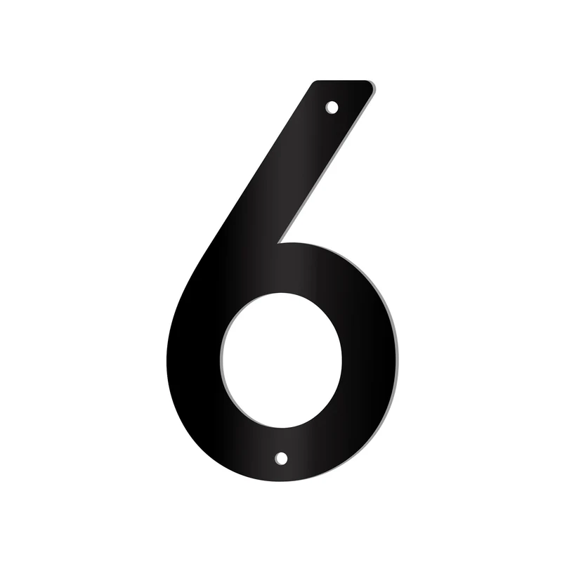 Chiffre percé de 5’’ en plexiglas, #6 (noir)
