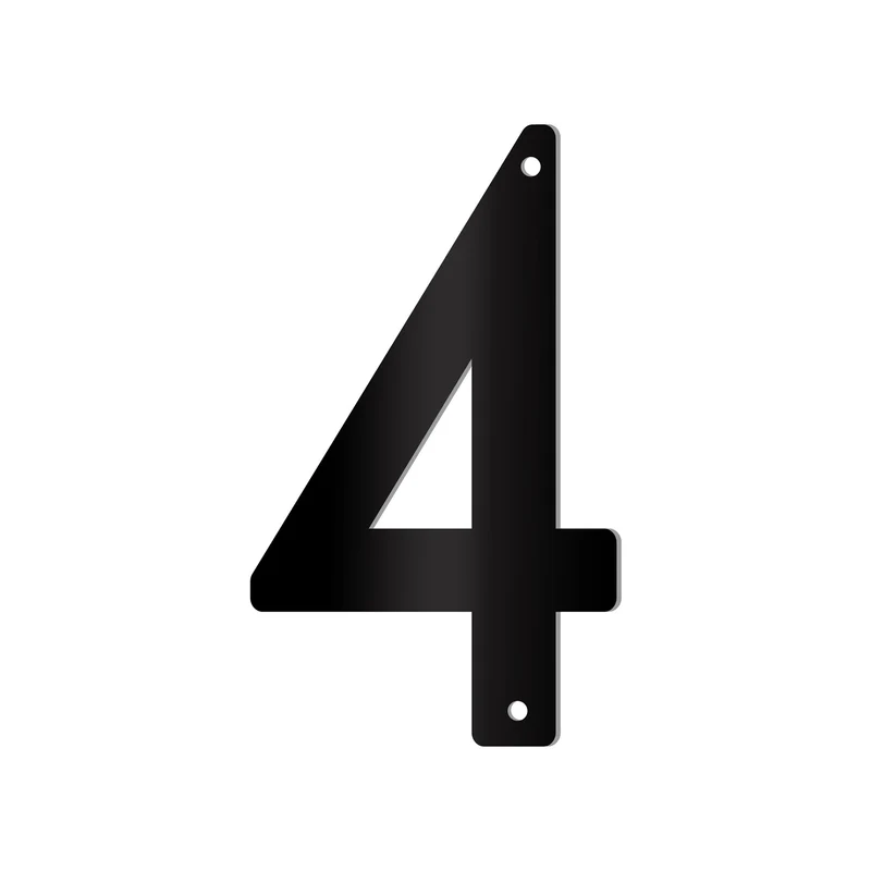 Chiffre percé de 5’’ en plexiglas, #4 (noir)