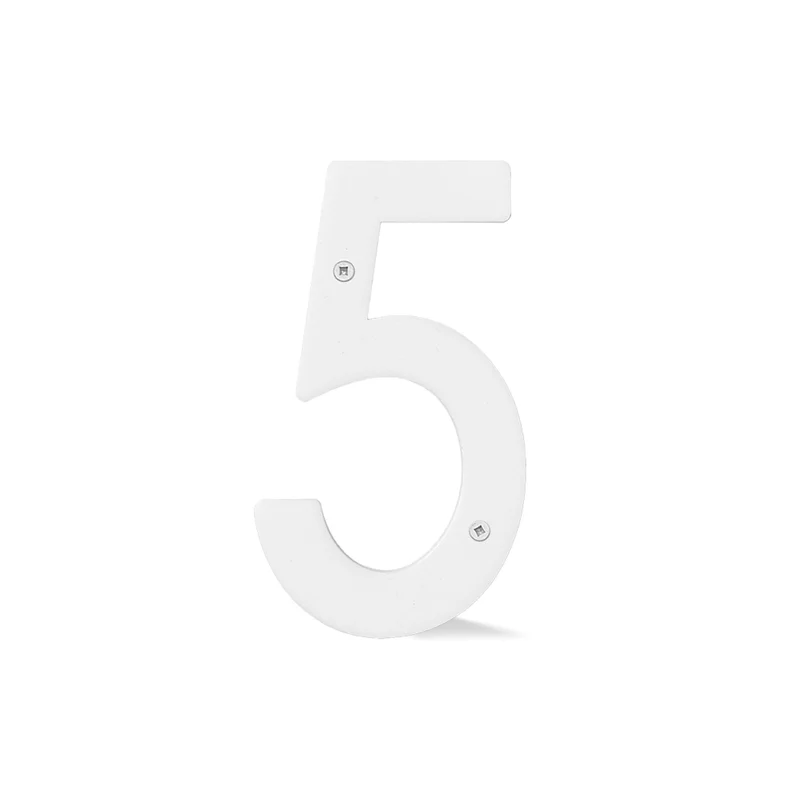 Chiffre percé de 5’’ en plexiglas, #5 (blanc)