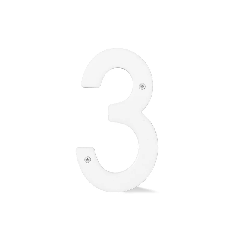 Chiffre percé de 5’’ en plexiglas, #3 (blanc)