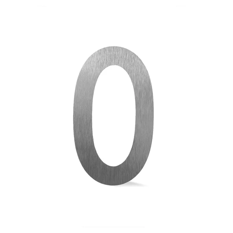 Chiffre autocollant de 4’’ en ABS, #0 (aluminium)