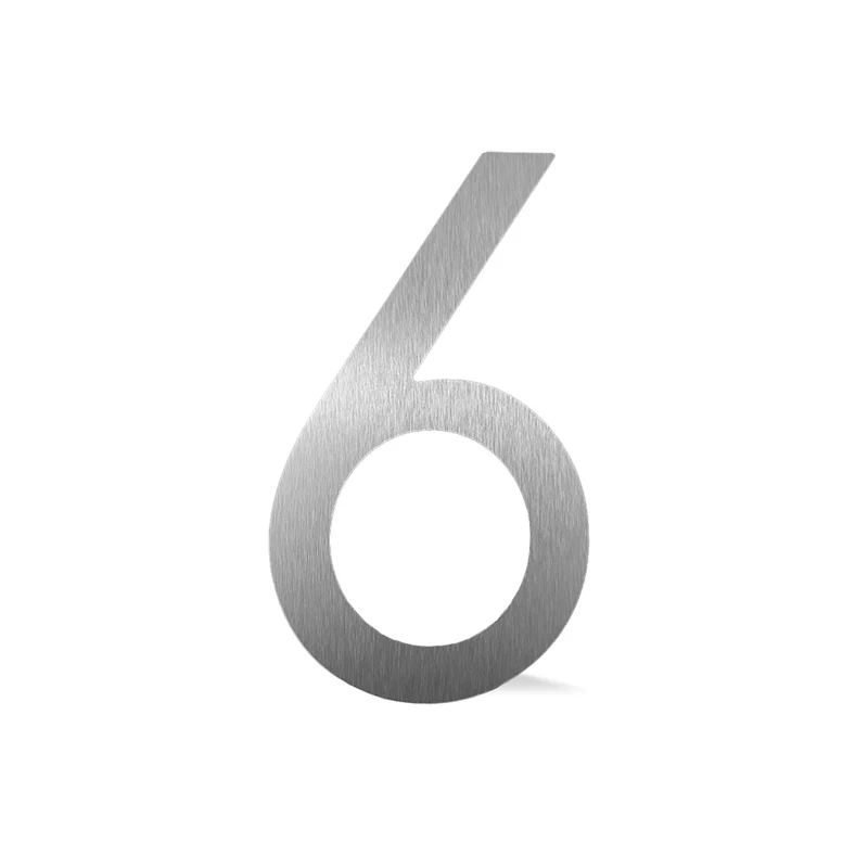 Chiffre flottant 3D de 9'' en alumipanel, #6 (aluminium)