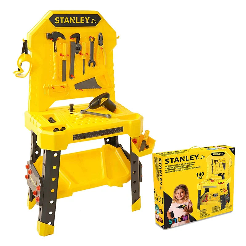 Établi avec outils et perceuse électrique pour enfants, 140 pièces
