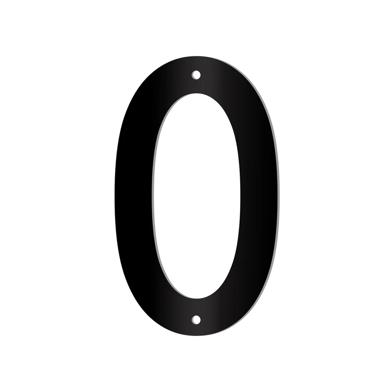 Chiffre percé de 5’’ en plexiglas, #0 (noir)