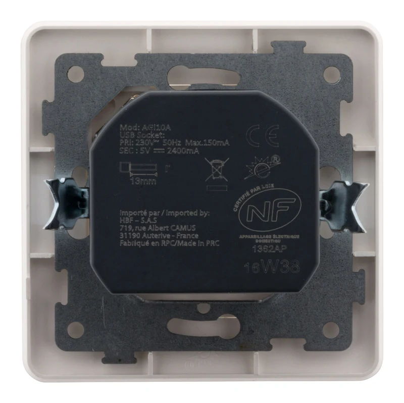 Prise 2P+T + USB 2,4A Artezo - Zenitech