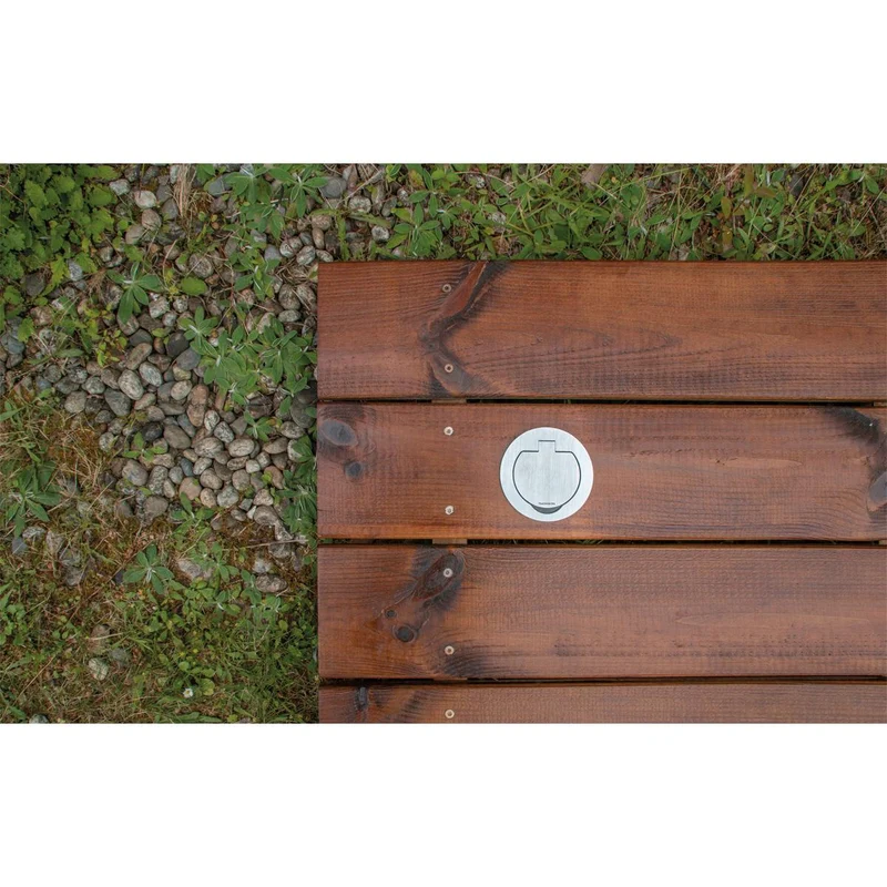 Prise de sol étanche ronde Initiale 16A - 2P+T IP55 - Métal Brossé - Protec