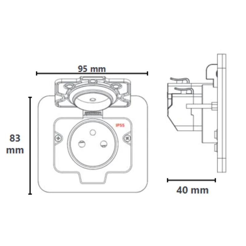 Prise de sol Initiale 16A 2P+T IP55 - Protec