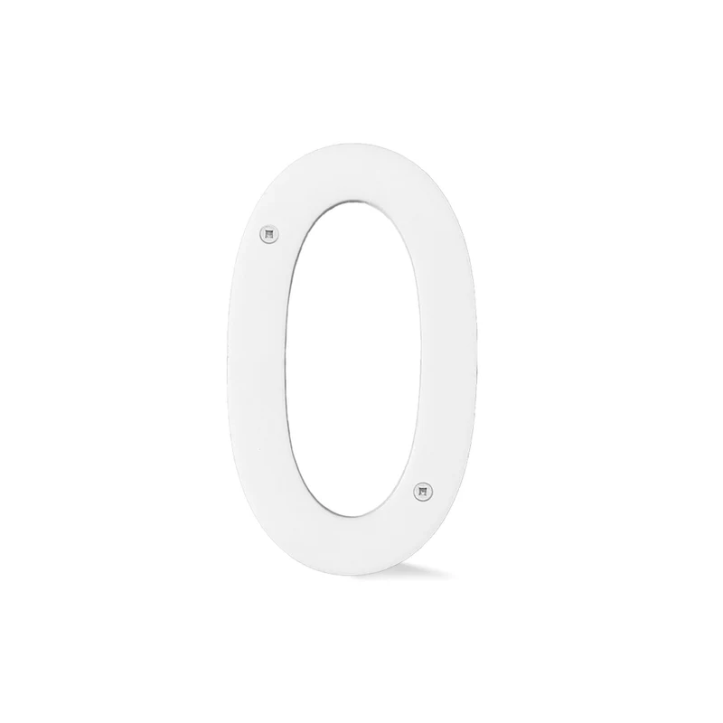 Chiffre percé de 5’’ en plexiglas, #0 (blanc)