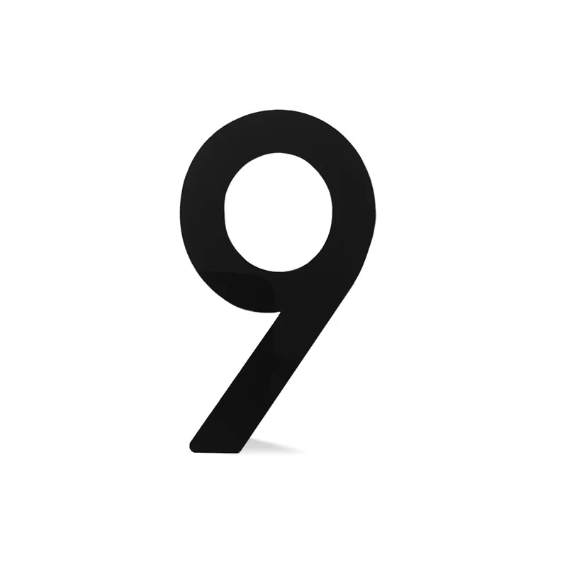Chiffre autocollant de 4’’ en plexiglas, #9 (noir)