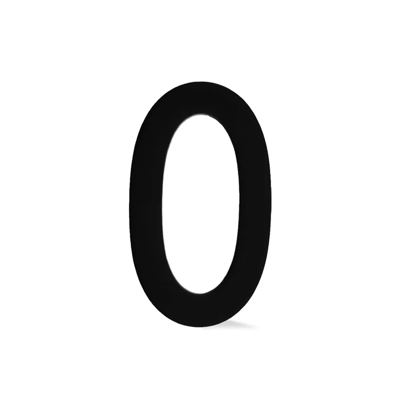 Chiffre autocollant de 4’’ en plexiglas, #0 (noir)