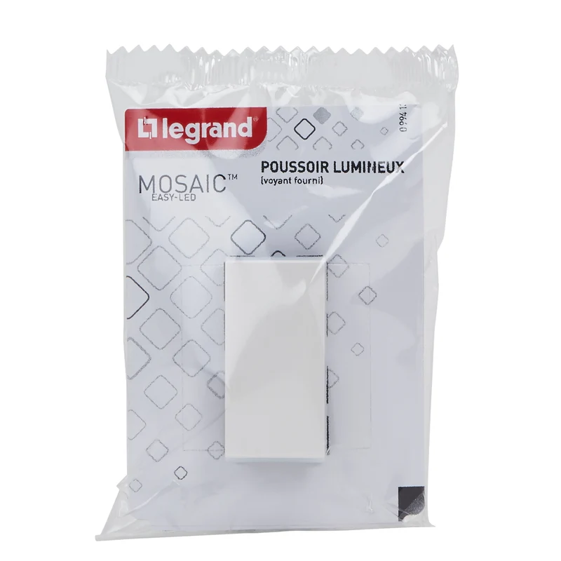 Bouton poussoir voyant Easy-Led 6A 1 module à composer - Mosaic - blanc - Legrand