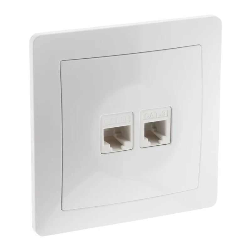 Prise téléphone RJ11+RJ45 encastrable - Blanc - Orys - Zenitech