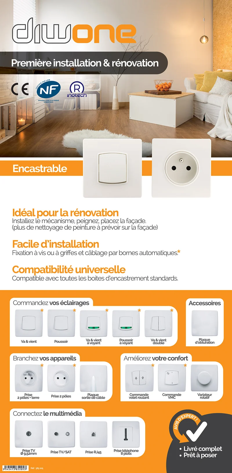 Commande volet roulant borne-auto vis + griffes Diwone - Zenitech
