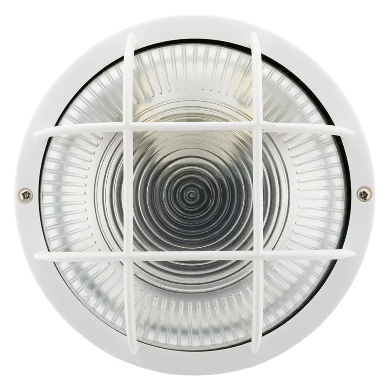 Hublot rond 60W avec grille IP44 E27 Classe II - Blanc - Zenitech