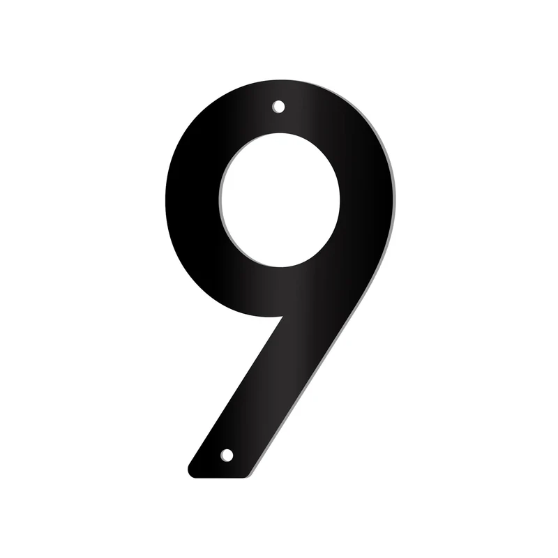 Chiffre percé de 5’’ en plexiglas, #9 (noir)