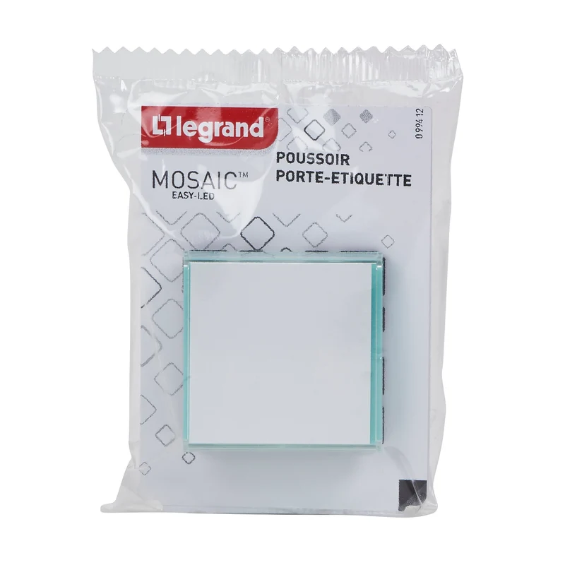 Bouton poussoir porte-étiquette Easy-Led 6A 2 modules à composer - Mosaic - blanc - Legrand