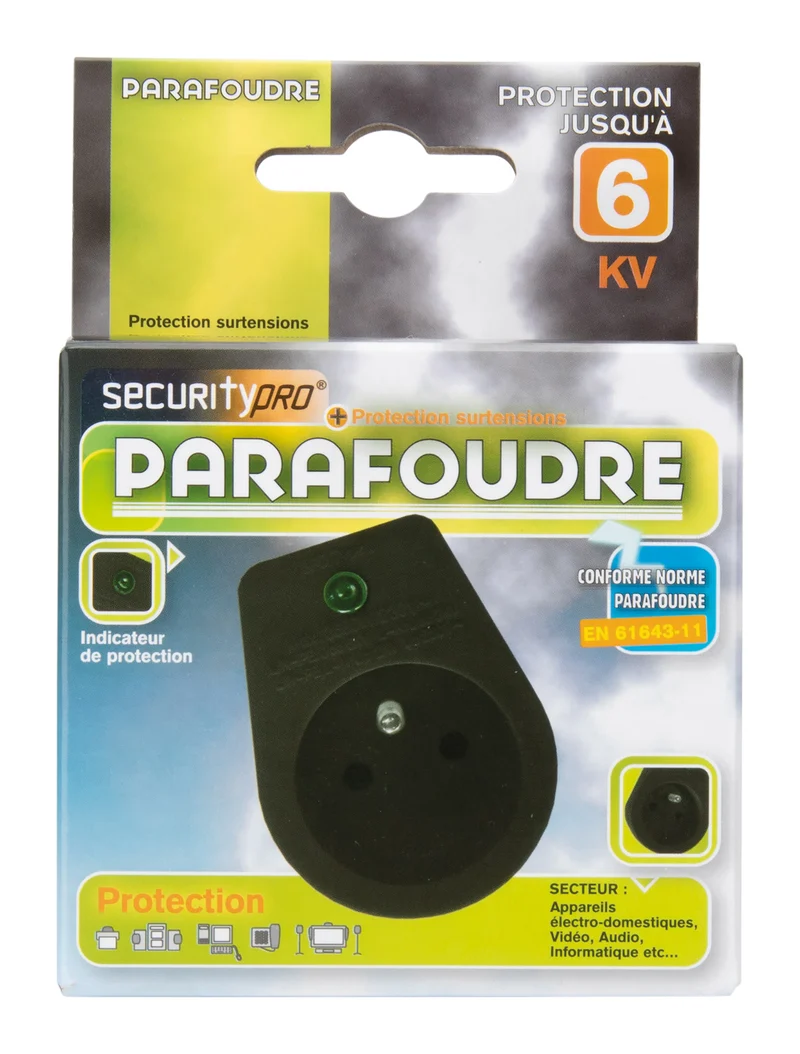 Parafoudre 1 prise simple - Noir - Zenitech