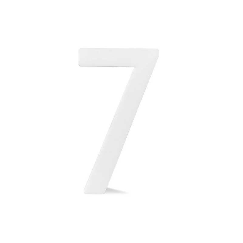 Chiffre autocollant de 4’’ en plexiglas, #7 (blanc)