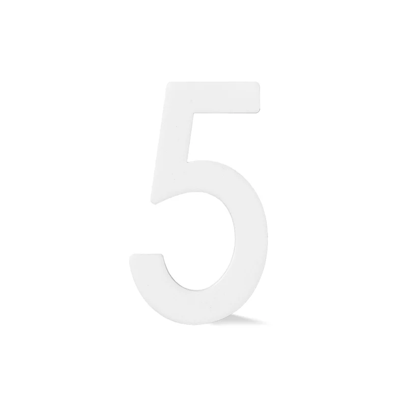 Chiffre autocollant de 4’’ en plexiglas, #5 (blanc)
