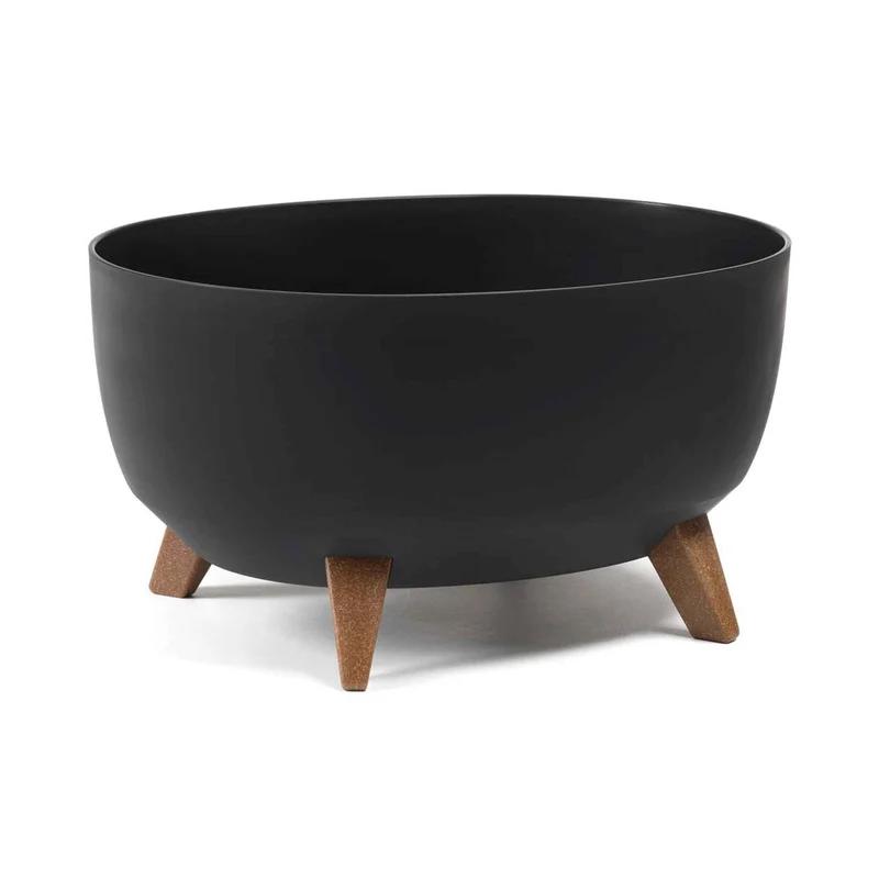Jardinière Roma bol noir sur pattes, 16" x 10"