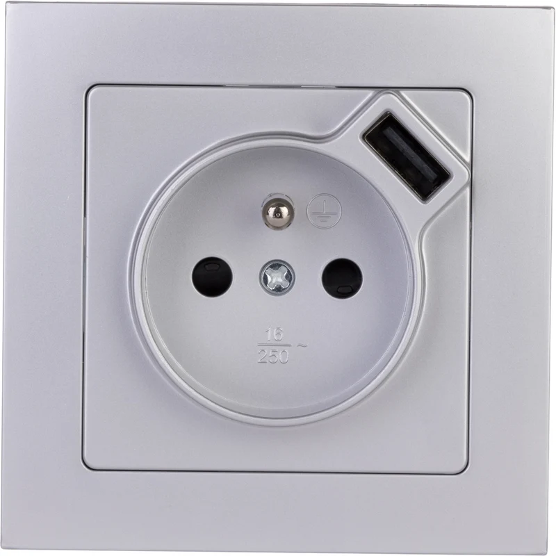Prise + USB A encastrés + plaque de finition Kalya - Zenitech