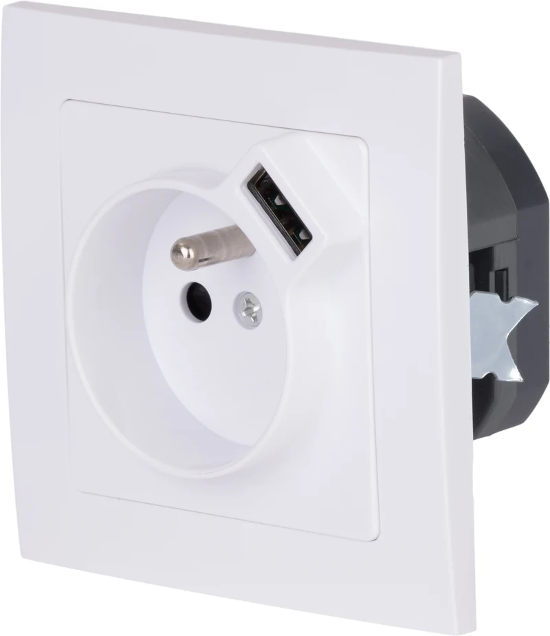Prise + USB A encastrés + plaque de finition Kalya - Zenitech