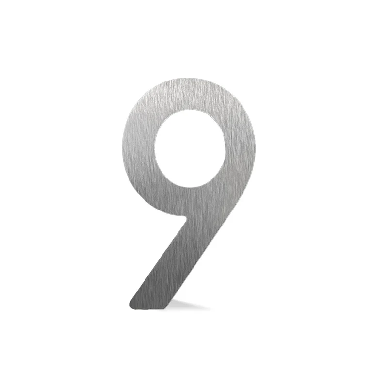Chiffre autocollant de 4’’ en ABS, #9 (aluminium)