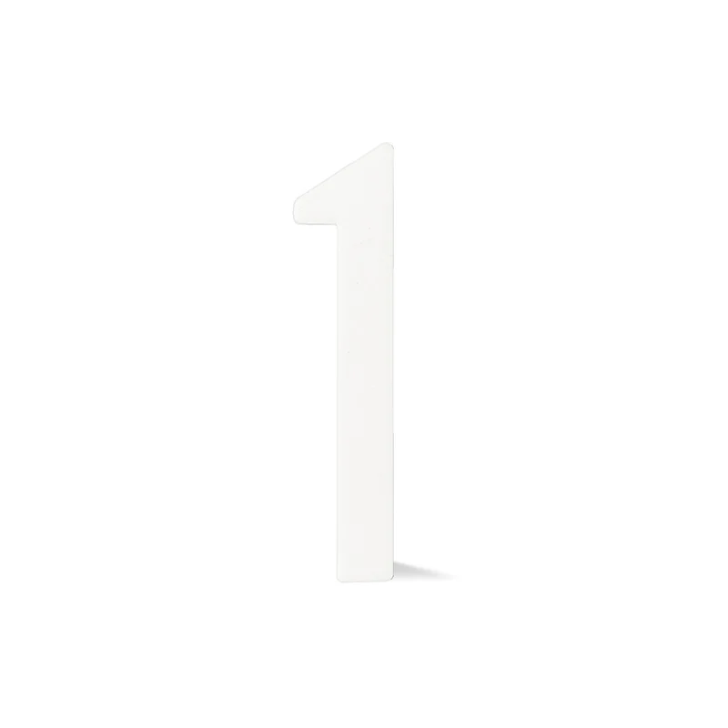 Chiffre autocollant de 4’’ en plexiglas, #1 (blanc)