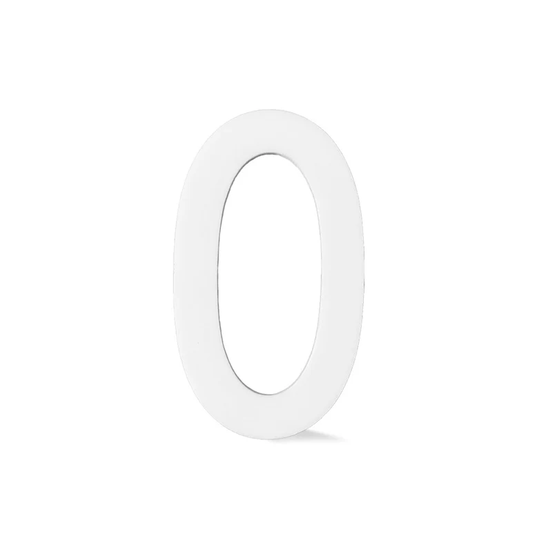 Chiffre autocollant de 4’’ en plexiglas, #0 (blanc)