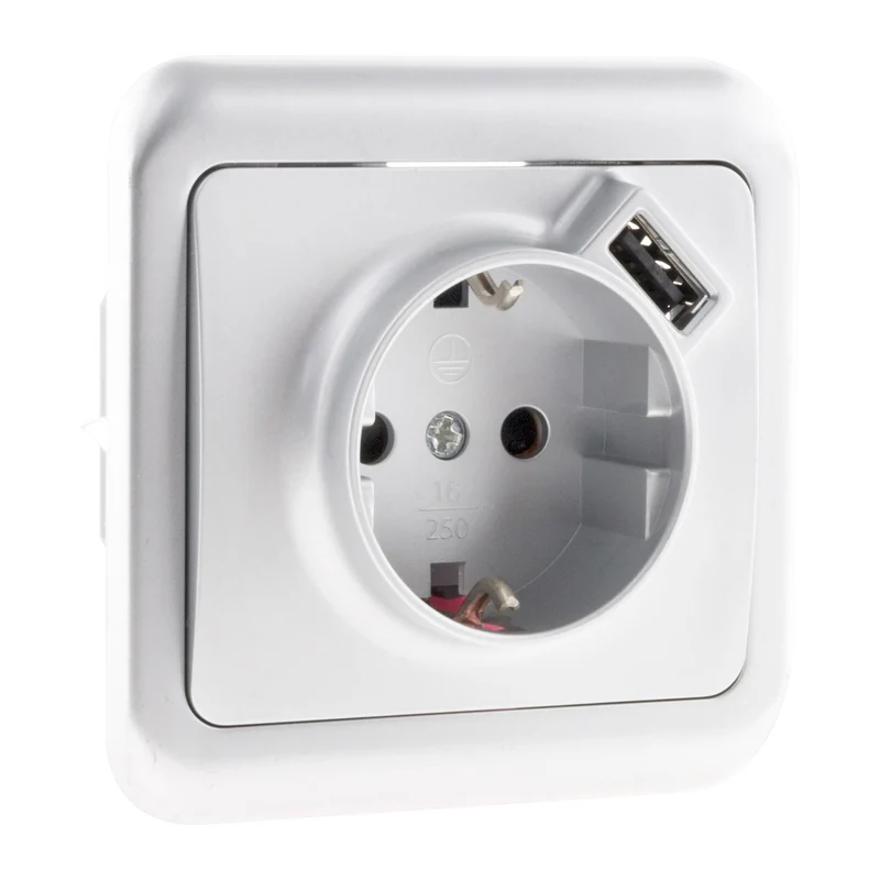 Prise encastrée Schuko 16A + USB A - Antaria - Zenitech