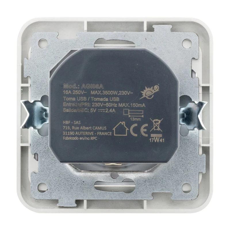 Prise encastrée Schuko 16A + USB A - Antaria - Zenitech